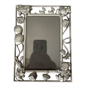 Pewter Baby Picture Frame Nursery Toys Ducks Rabbits Bears For 4”x6” Photo